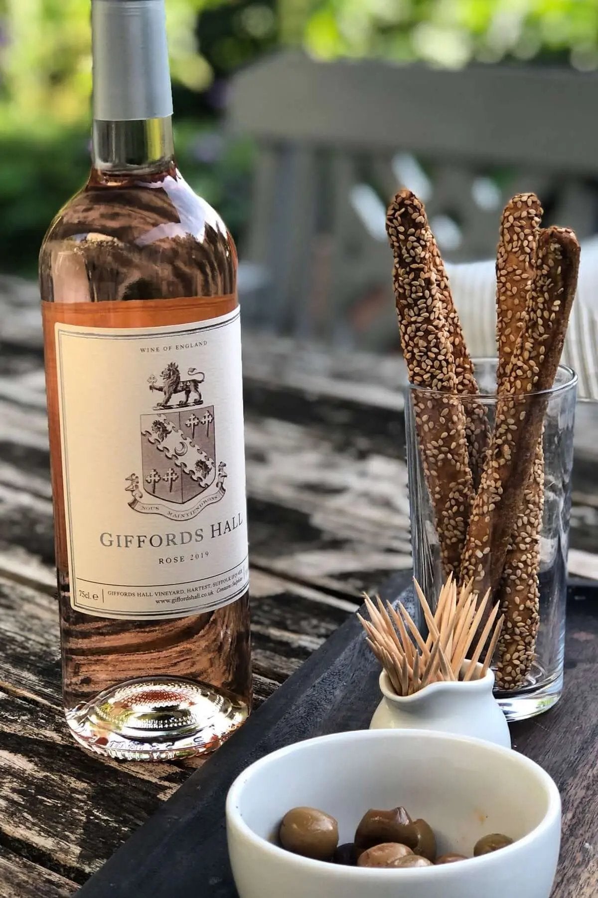 Enjoying Giffords Hall Rose Wine